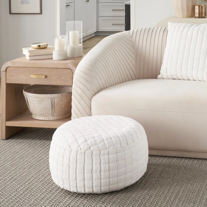 Waverly Pillows RD123 White Pouf - Rug & Home