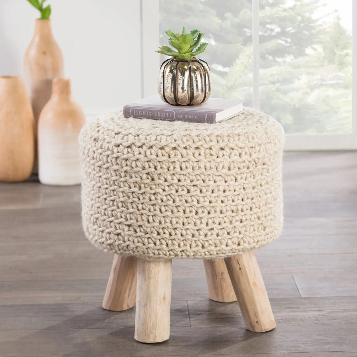 Westport WES01 Montana Stool Cream Pouf