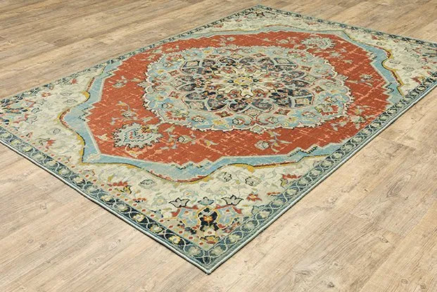 Xanadu 1332Q Orange/Blue Rug - Rug & Home