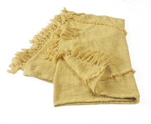 Yellow Tufted and Fringed  LR80177 Throw Blanket - Rug & Home