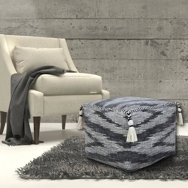 Zadia 34035GRY Grey Pouf - Rug & Home