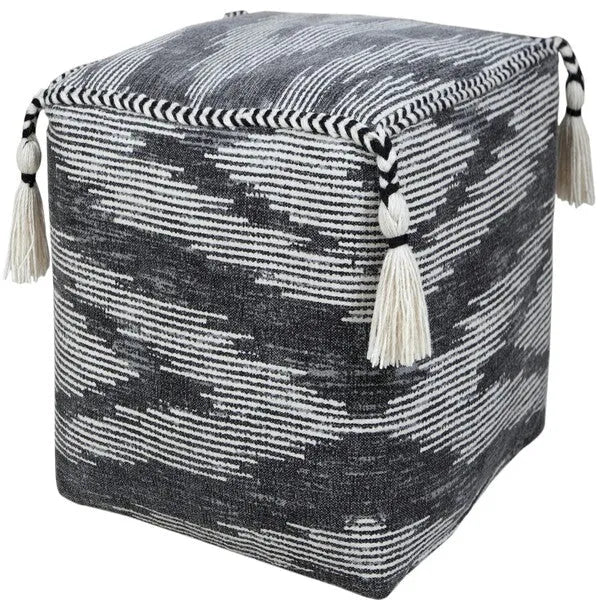 Zadia 34035GRY Grey Pouf - Rug & Home