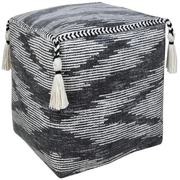 Zadia 34035GRY Grey Pouf - Rug & Home