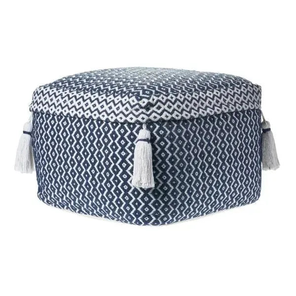 Zadia 99762NVI Navy/Ivory Pouf