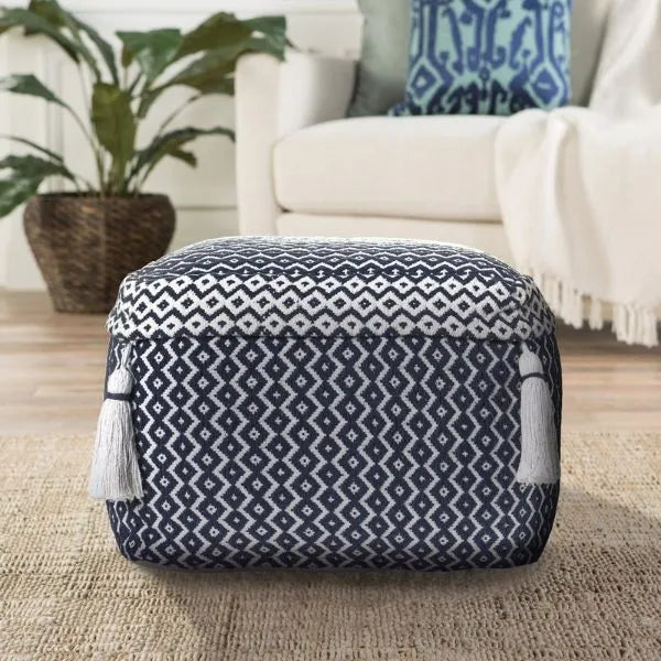 Zadia 99762NVI Navy/Ivory Pouf - Rug & Home