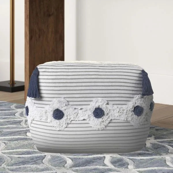 Zadia 99769GYW Grey/White Pouf - Rug & Home