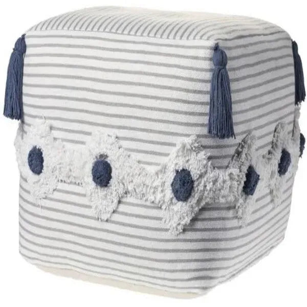 Zadia 99769GYW Grey/White Pouf