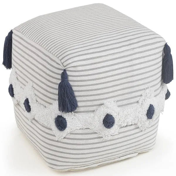 Zadia 99769GYW Grey/White Pouf - Rug & Home