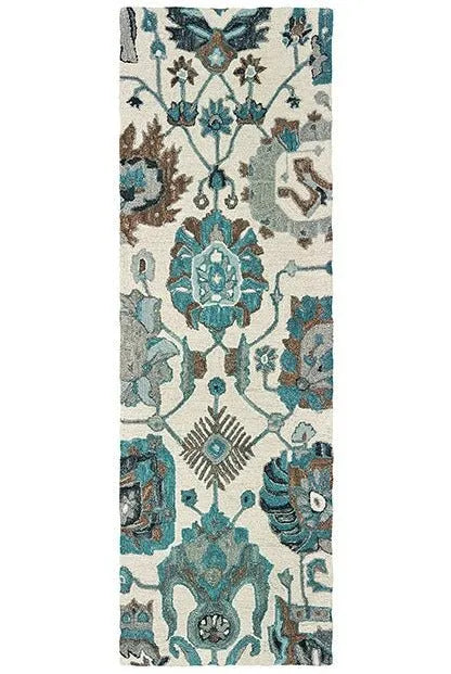 Zahra 75503 Ivory Blue Rug - Rug & Home