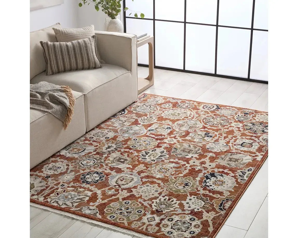 Zefira ZFA22 Orange/Cream Rug - Rug & Home