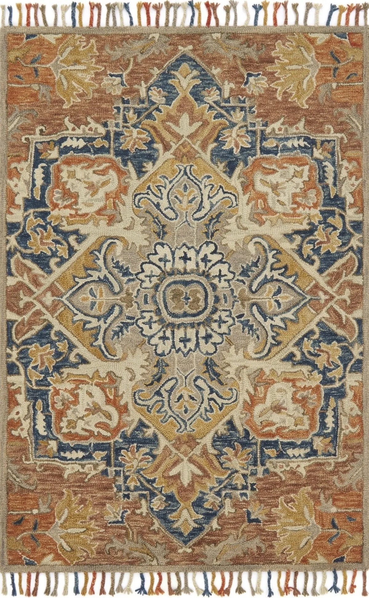 Zharah ZR 10 Rust / Blue Rug - Rug & Home