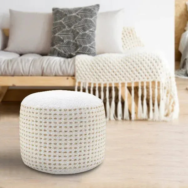 Zion 34029NTW Natural/White Pouf