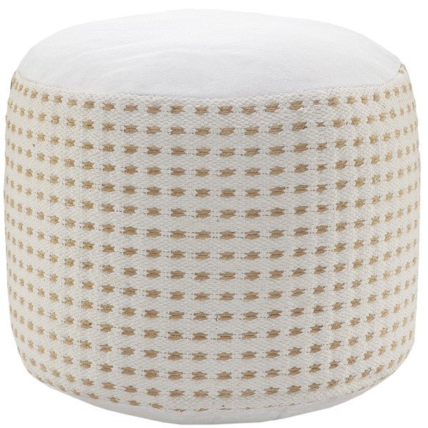 Zion 34029NTW Natural/White Pouf - Rug & Home