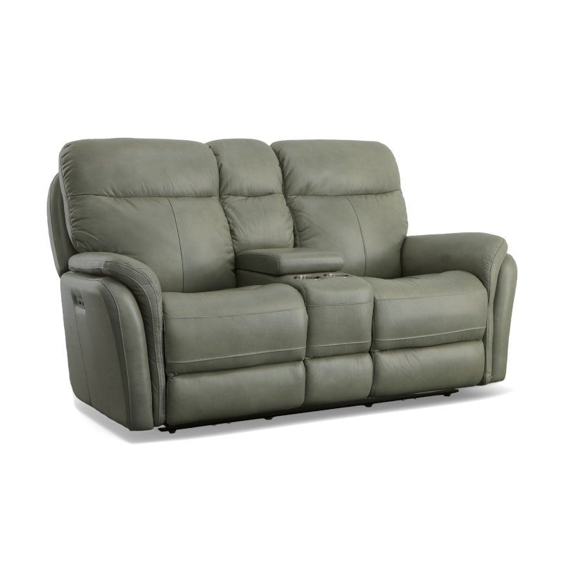 Zoey Power Reclining Loveseat with Console and Power Headrests - Rug & Home